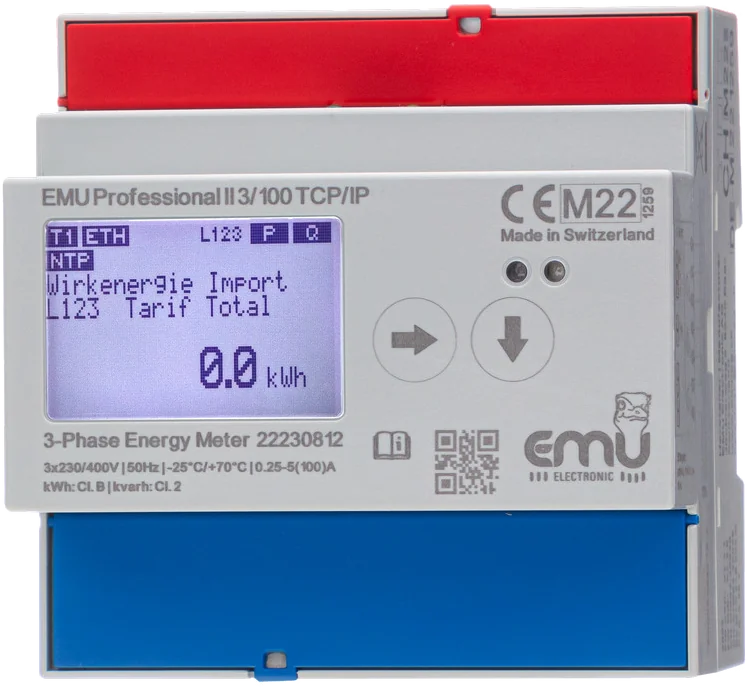 EMU Professional II 3/100 TCP/IP, Frontansicht mit NTP-Anzeige im Display
