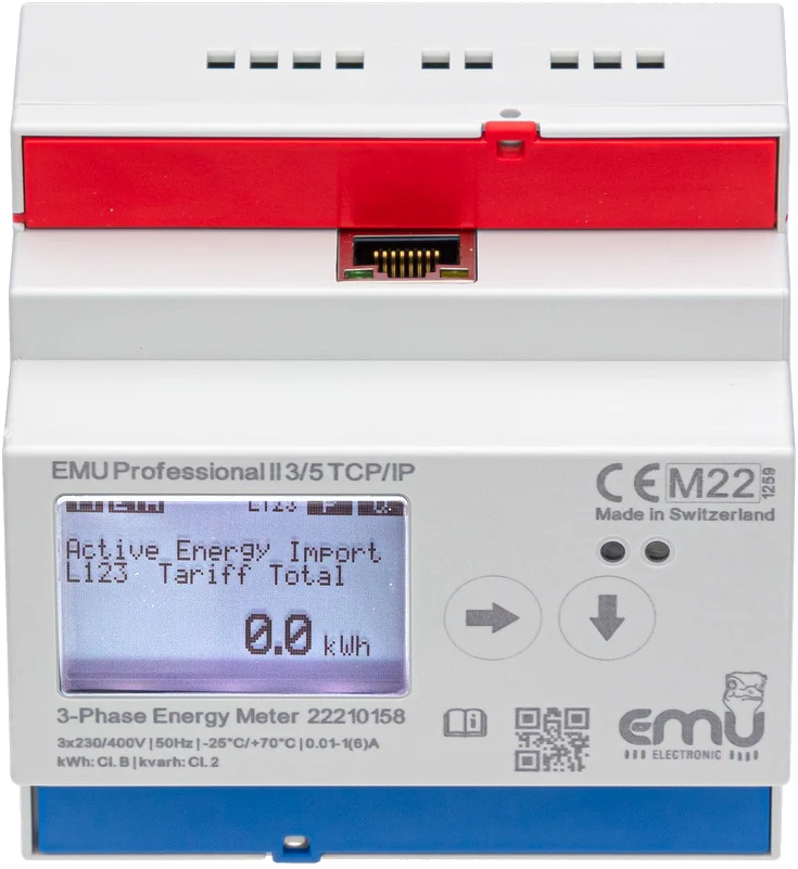 EMU Professional II 3/5 TCP/IP in Schrägansicht, RJ45-Buchse auf der Oberseite sichtbar