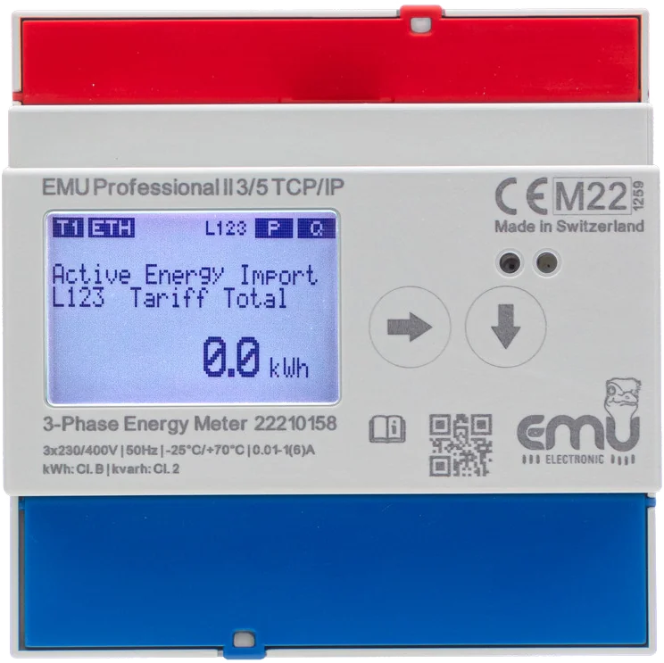 EMU Professional II 3/5 TCP/IP für Wandleranschluss, Frontansicht mit ETH-Anzeige